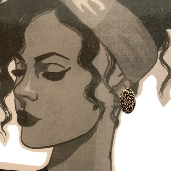 Museum Collection Vintage Silver & Black Clip In Earrings Jewelry - Picture 3 of 7